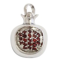 Gold Filled Rhodium Pomegranate Garnet Pendant